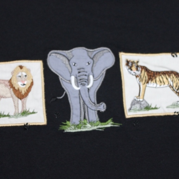 Jason Maxwell Top Size Small Safari Animals Black - Picture 5 of 5
